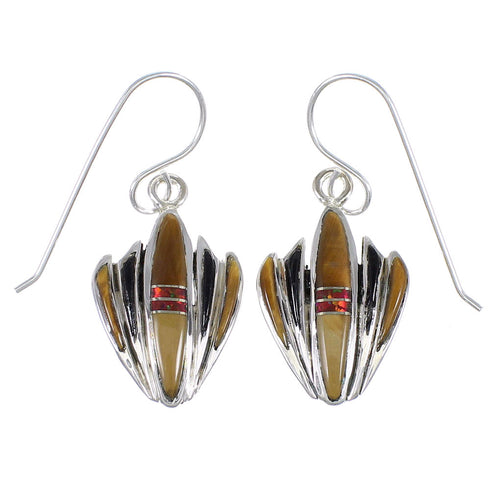 Sterling Silver Multicolor Southwestern Hook Dangle Earrings WX71670